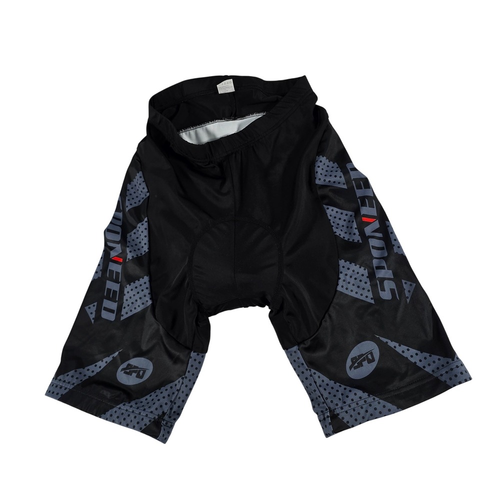 Sponeed Mens Padded Cycling Shorts Black Grey Geometric Bike Shorts Size Large